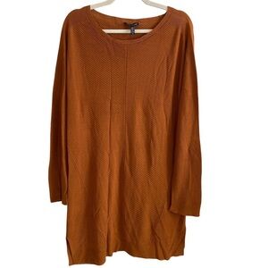 EILEEN FISHER Oversized Rust Orange Scoop Neck Sweater Dress Size S